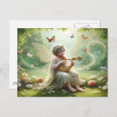 Cherub Angel Playing Harp Postkarte (Vorne/Hinten)