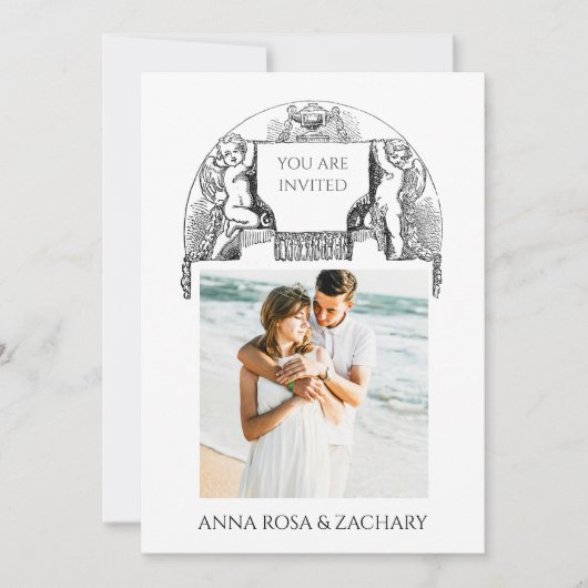 *~* Cherub AR6 Viktorianisch QR FOTO UAWG Wedding Einladung (Vorderseite)