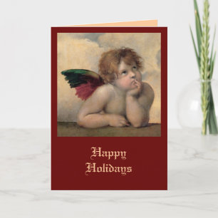 Cherub aus der Sixtinischen Madonna von Raphael Feiertagskarte