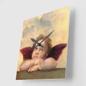 Cherub by Raphael Quadratische Wanduhr (Winkel)