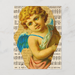 Cherub-Collage in Arbeit Postkarte