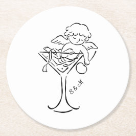 Cherub Cupid Cocktail Hochzeit Verlobung Runder Pappuntersetzer