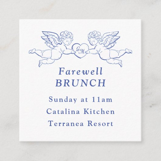 Cherub Cupid Couple Holding Heart Wedding Mini Begleitkarte (Vorderseite)