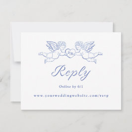 Cherub Cupid Couple Holding Heart Wedding Online RSVP Karte