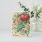 Cherub Cupid Heart Arrow Vergiss-Me-Nots Postkarte (Stehend Vorderseite)
