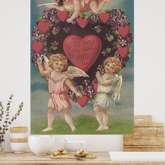 Cherub Cupid Herzinfarkt Valentine Poster (Küche)