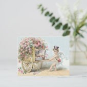 Cherub Cupid Mail Rose Candy Cart Postkarte (Stehend Vorderseite)