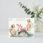 Cherub Engel Wippe Fisch Postkarte (Stehend Vorderseite)