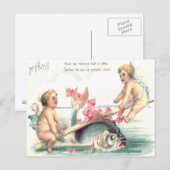 Cherub Engel Wippe Fisch Postkarte (Vorne/Hinten)