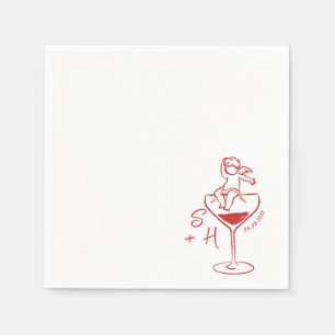 Cherub Hand Drawn Cupid Icon Cocktail Hochzeit Serviette