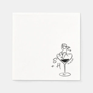 Cherub Hand Drawn Cupid Icon Cocktail Hochzeit Serviette