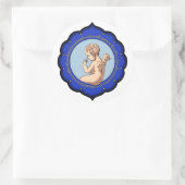 Cherub im persischen Rahmen Kontemplating life CC1 Runder Aufkleber (Tasche)