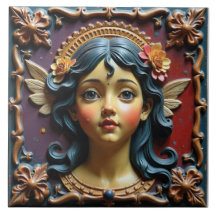 Cherub in Lila und rot