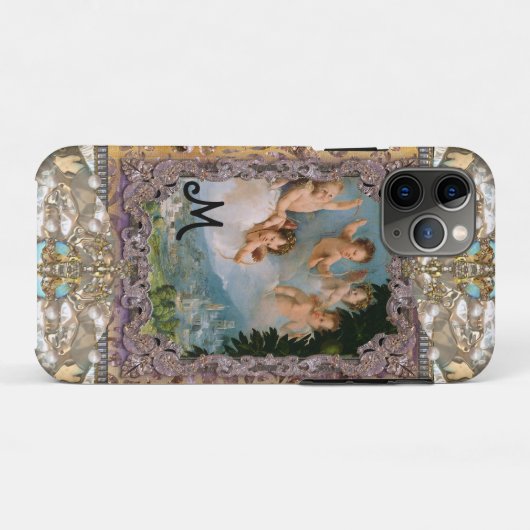 Cherub-Liebe über das City Monogramm Case-Mate iPhone Hülle (Rückseite (Horizontal))