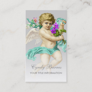 Cherub mit Aqua-Schärpe auf Visitenkarte in belieb