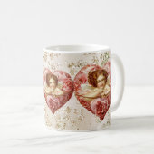 Cherub mit Arrow Rose Herz Bokeh Bling Kaffeetasse (VorderseiteRechts)