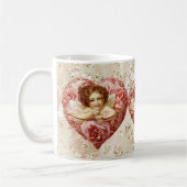 Cherub mit Arrow Rose Herz Bokeh Bling Kaffeetasse (Links)