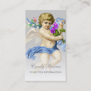 Cherub mit blauem Schärpe auf Visitenkarte in beli