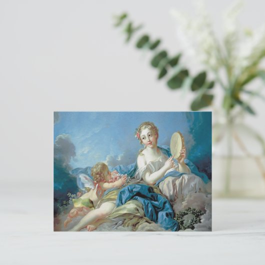 Cherub mit Blume Postkarte (Stehend Vorderseite)