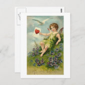 Cherub mit Liebe Letter and Love Bird Postkarte (Vorne/Hinten)