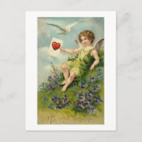 Cherub mit Liebe Letter and Love Bird