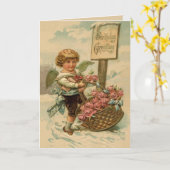 Cherub mit Rose Karte (Gelbe Blume)