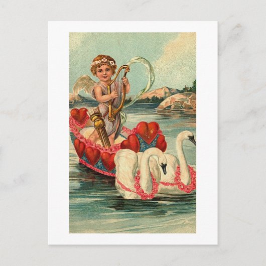 Cherub mit Schwanenboot Postkarte (Vorderseite)