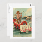 Cherub mit Swan-Boot Postkarte (Vorne/Hinten)