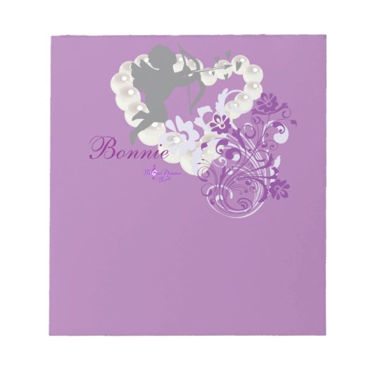 Cherub Pearls Blumenherz Kleine Note Pad Notizblock (Vorderseite)