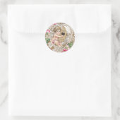 Cherub Playing Harp Illustration Runder Aufkleber (Tasche)