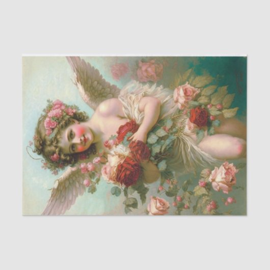 Cherub und Rose Seidenpapier (Vorderseite)