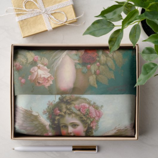 Cherub und Rose Seidenpapier (Geschenk)