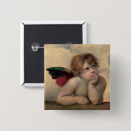 Cherub von Sistine Madonna nach Raphael Button (Vorne & Hinten)