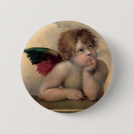Cherub von Sistine Madonna nach Raphael Button (Vorderseite)