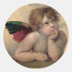 Cherub von Sistine Madonna nach Raphael Runder Aufkleber
