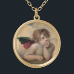 Cherub von Sistine Madonna nach Raphael Vergoldete Kette<br><div class="desc">Ein Cherub aus der Sixtinischen Madonna,  gemalt von Raphael 1514</div>