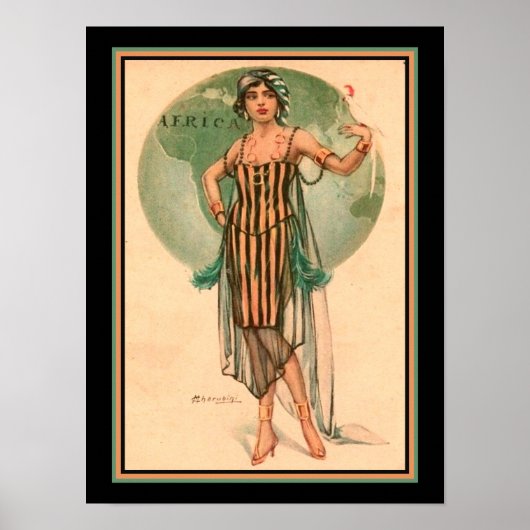 Cherubini, Art-Deco "Reisende Mädchen" Poster (Vorne)
