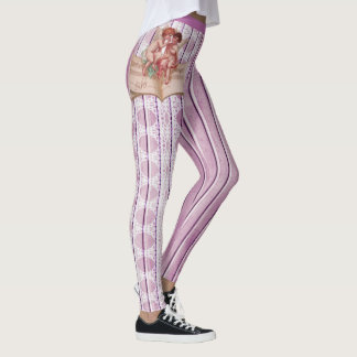 Cherubs Angels White Lace Lilac Pink Lila Streifen Leggings