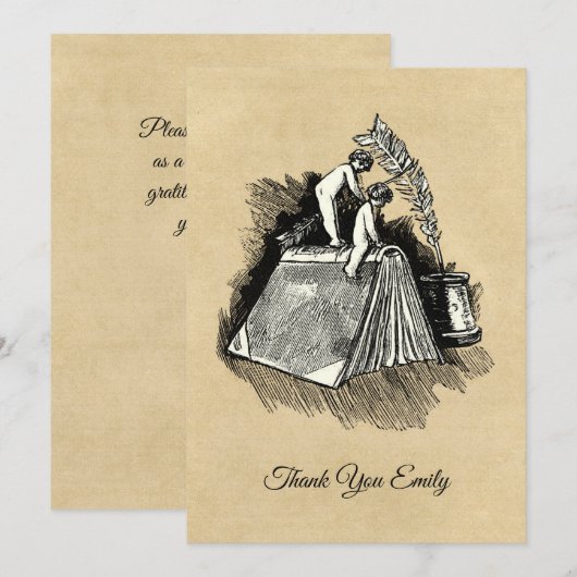 Cherubs auf Büchern Dankeschön Karte (Vorne/Hinten)