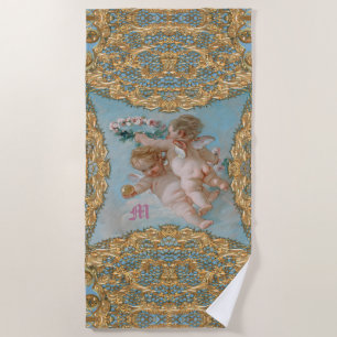 Cherubs bei der Wiedergabe Barocke Monogramm Strandtuch