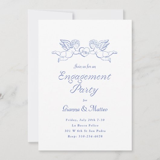 Cherubs, die Herzklopfpaare engagieren Einladung (Vorderseite)