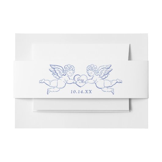 Cherubs halten Herzpaar Amor Initialen Einladungsbanderole (Vorderseite Beispiel)