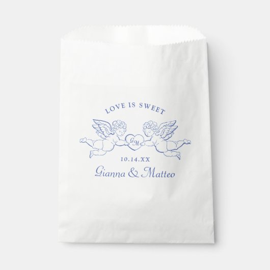 Cherubs Holding Heart Couple Cupids Initials Geschenktütchen (Vorderseite)
