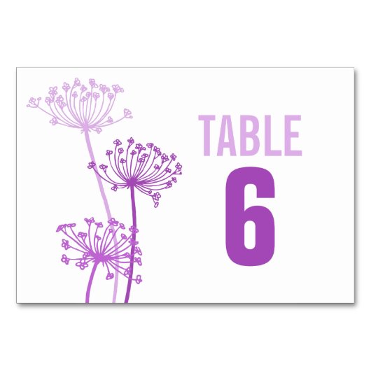 Chervil grafische Blume Hochzeit Tischnummern (Rückseite)