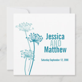 Chervil grafische moderne Blume aquamarine Hochzei Einladung