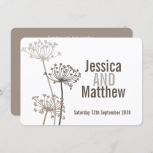 Chervil moderne Blume Braun Hochzeit einladen Einladung