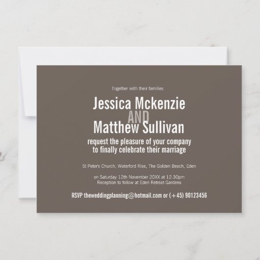 Chervil moderne Blume Braun Hochzeit verschoben Einladung (Rückseite)