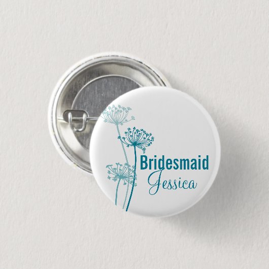 Chervil moderne Blume Hochzeit Button / Taste (Vorne & Hinten)