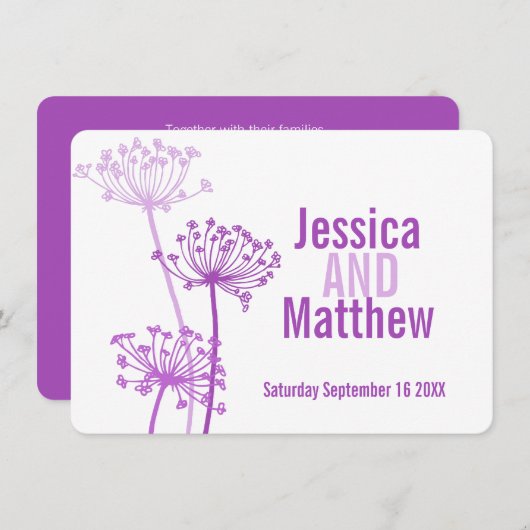 Chervil moderne Blume lila rosa Hochzeit einladen Einladung (Vorne/Hinten)