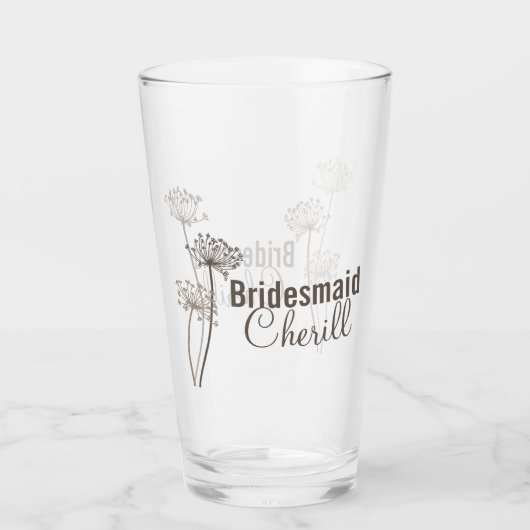 Chervil moderne Blume Tinte Kunst braun Gastgesche Glas (Vorderseite)